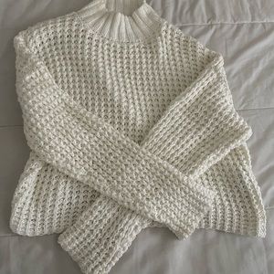 White knitted sweater